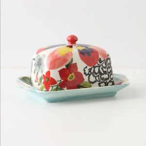 Painted Amaryllis Butter Dish
